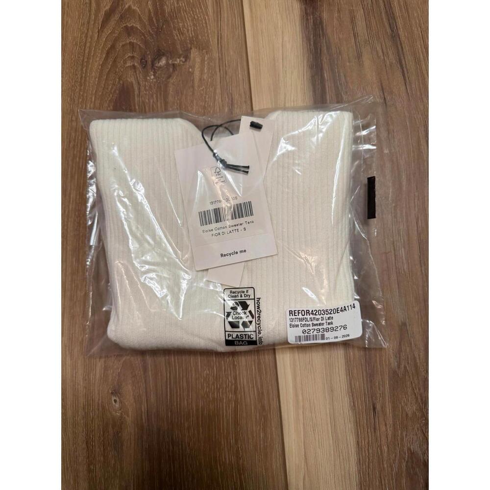 Reformation Cream Ribbed Button-Front Tank Top - Picture 2 of 5